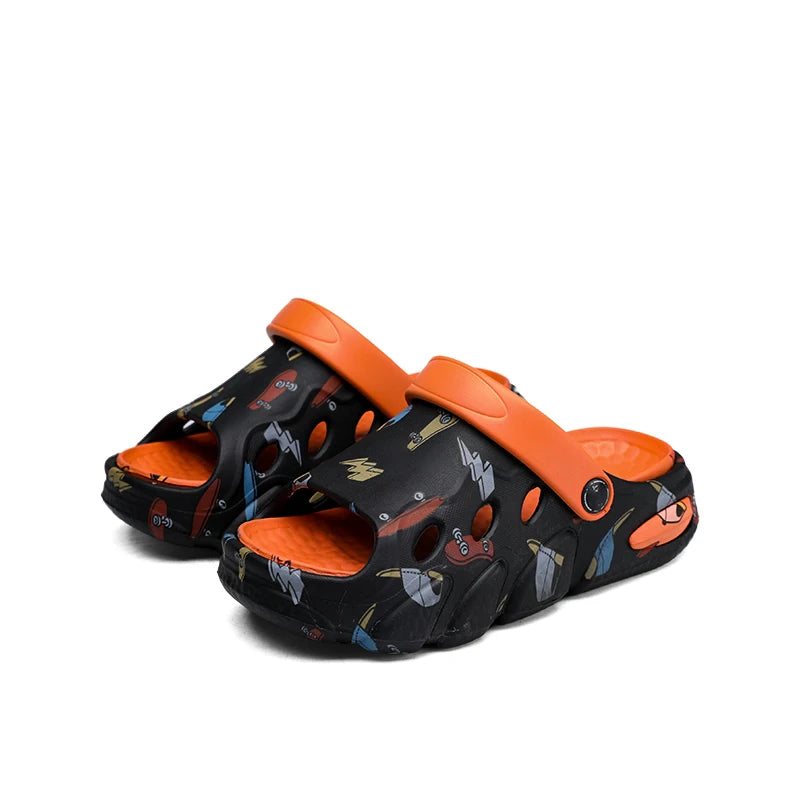Children's slippers printed non-slip soft sole home indoor and outdoor graffiti boys and girls treasure stepping on poo sandals