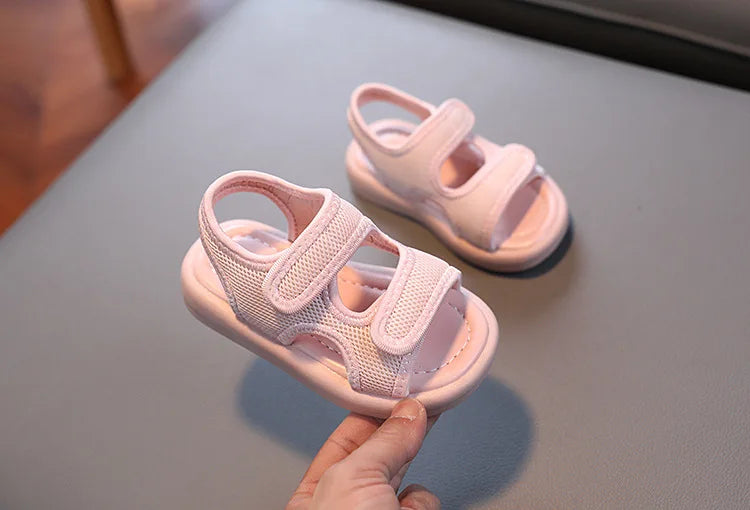 Summer Boys' Fashion Sandals – Breathable White Slip-On Shoes for Toddlers and Kids (Sizes 21–30)