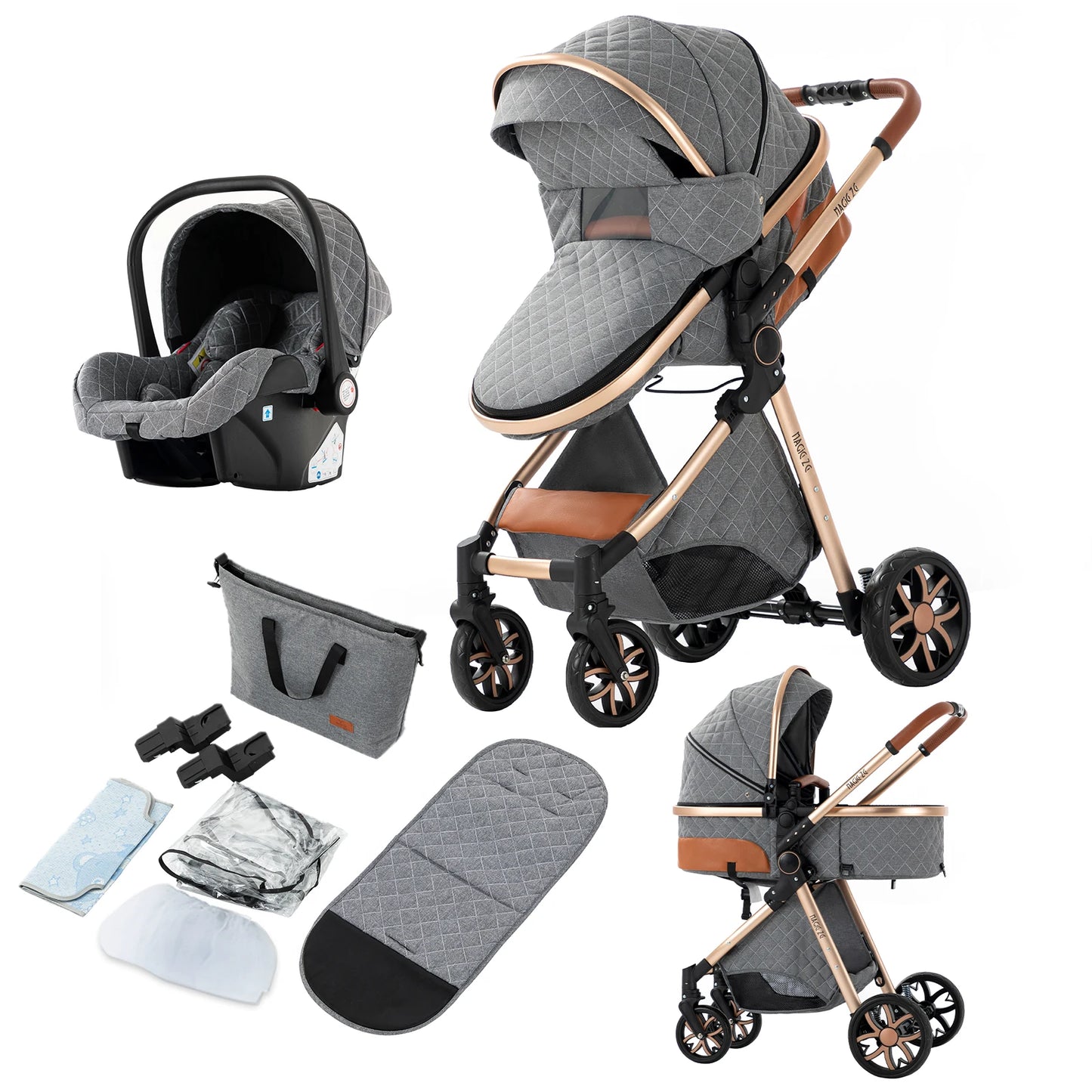Baby Stroller 3 in 1 Four-wheel stroller Newborn Baby Car Portable Multifunctional Foldable Babies Carriage Cart Pram Mother-kid