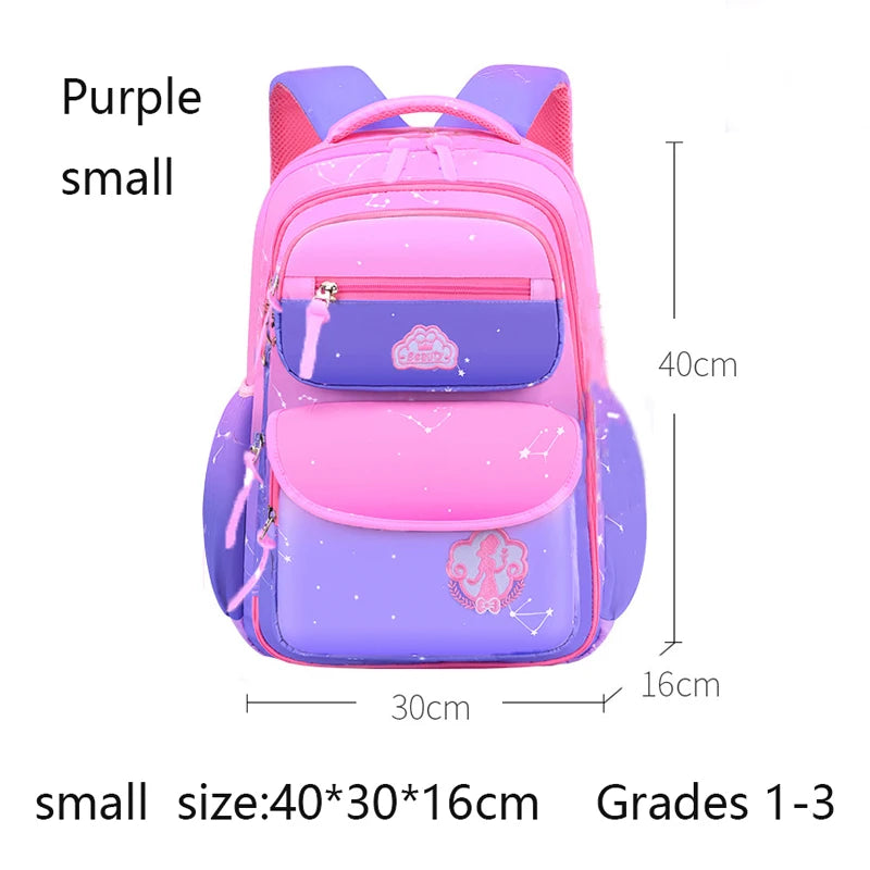 Girls' Macaron Color-Block Backpack – Premium Large-Capacity School Bag with Rainbow Zipper for Kids and Teens