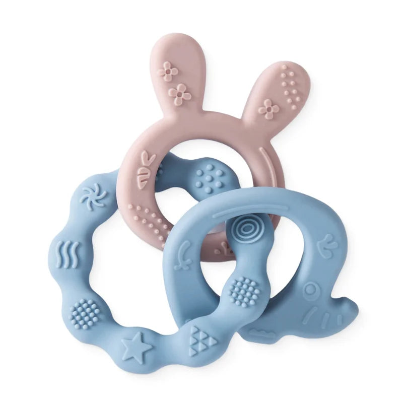 1Pcs Baby Silicone Teether Ring BPA Free Rattles Bracelet Food Grade Newborn Cute Octopus Shaped Health Care Teething Ring Toys