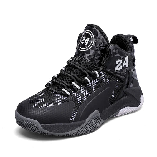 Childrens Basketball Shoes Big Kid Non Slip High-top Sport Training Sneakers Lightweight Outdoor Basketball Boots for Boy Youth
