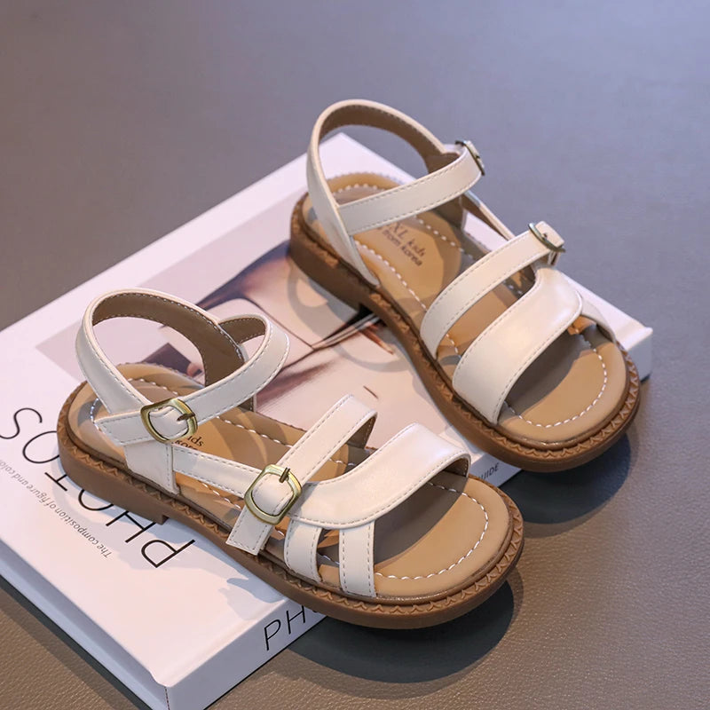 2025 New Children's Summer Sandals Hollow-out Woven Girls Fashion Beach Sandals Fashion Causal Simple Kids Flat Shoes Versatile