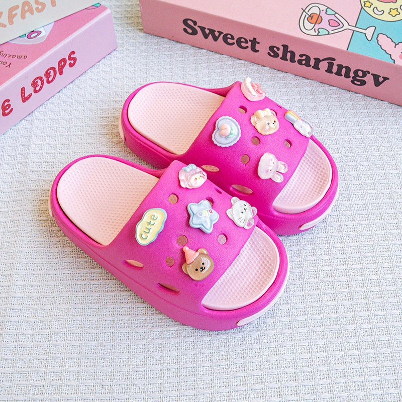 New Popular Cartoon Rainbow Girl Versatile Girls Eva Slippers Fashionable Double Soft-Soled Non-Slip Sandals 831