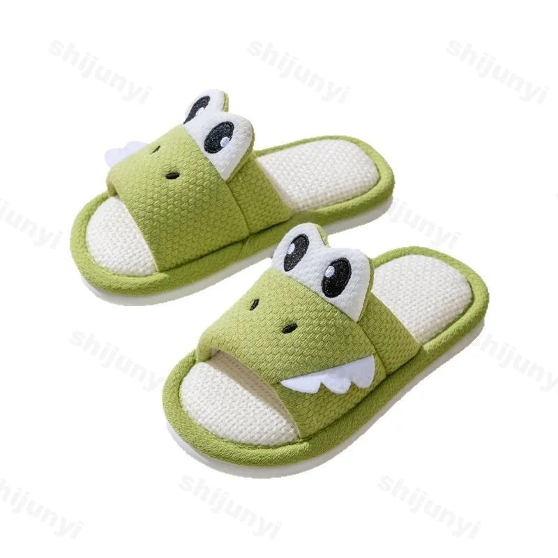 Capybara Slippers Children's Sandals Anti-slip Cartoon Slippers 2025 Summer Linen Floor Shoes Indoor Breathable Home Slippers