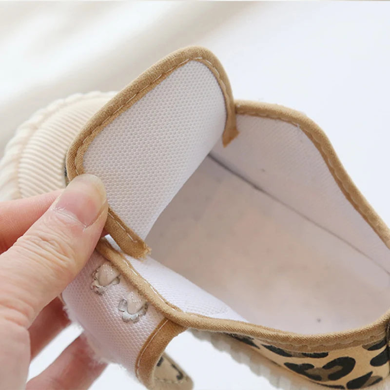 Children Leopard Canvas Shoes Toddler Infant Boy Sneakers Girl Candy Color Casual Shoes Baby Kids Breathable Soft Leisure Shoes