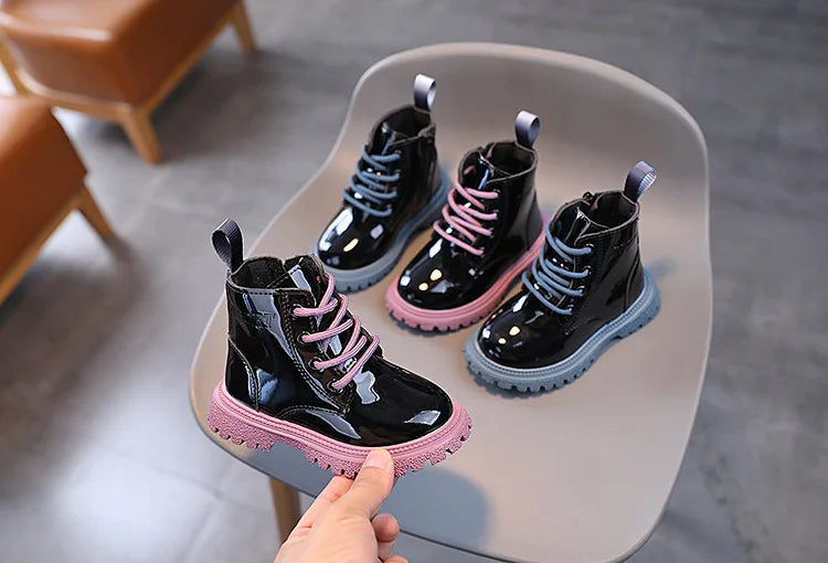 Boys Girls Single Boots Solid Color England Style Children Shoes Kids Small Short Boots Baby Non-slip Wear-resistant Footwear