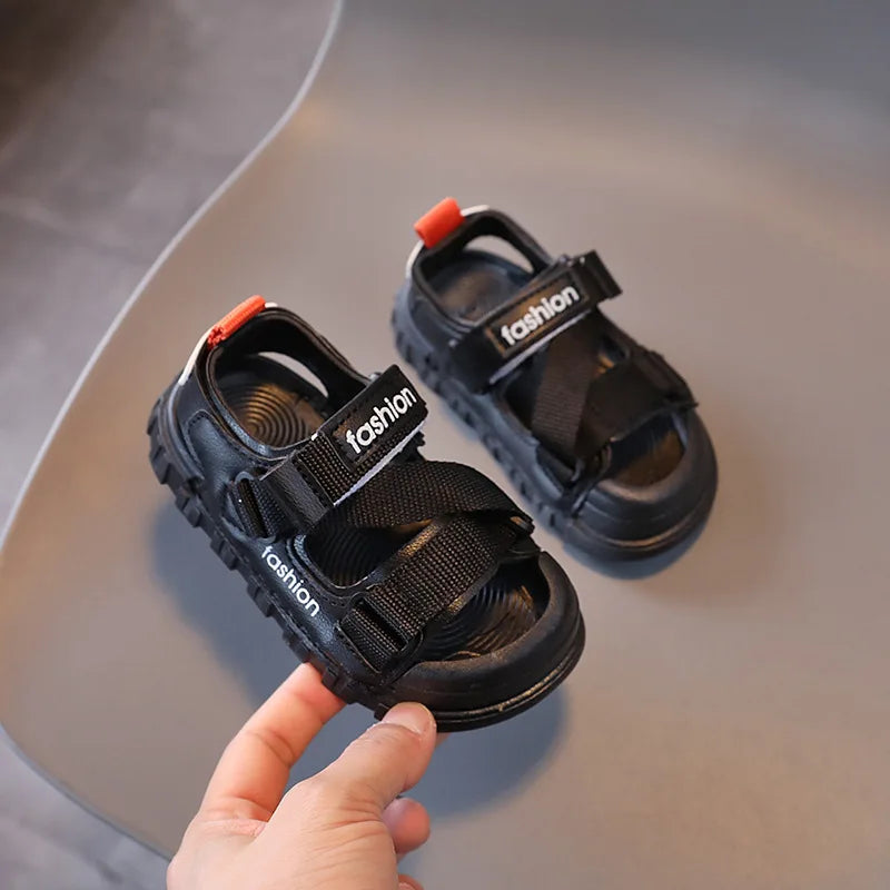 H04172 Summer Boys' Breathable Canvas Sandals – Outdoor Casual Shoes with Nylon Strap Detail for Toddlers and School-Age Children