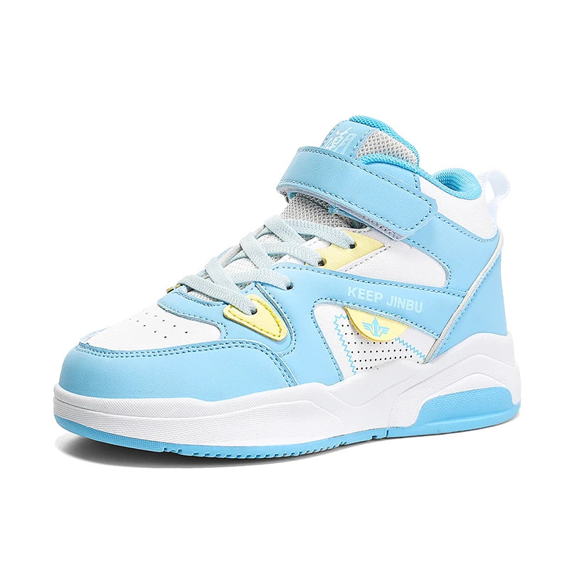 High top shoes children's shoes 2024 autumn new leather children's sports shoes male fashion brand primary school casual shoes