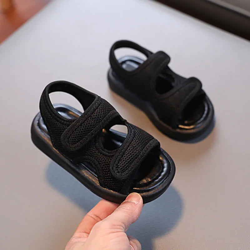 Summer Boys' Fashion Sandals – Breathable White Slip-On Shoes for Toddlers and Kids (Sizes 21–30)