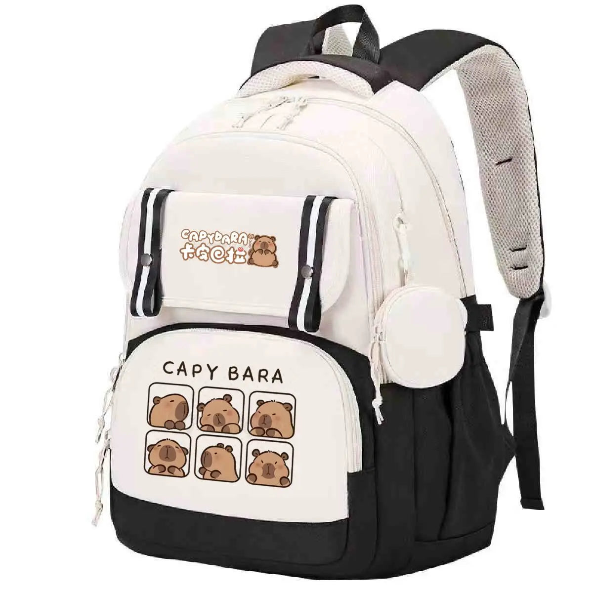 Capybara Print Backpack Girls Boys Cute Cartoon Outdoor Travel Bagpack Large Capacity Capybara Birthday Gifts Teeneger Schoolbag
