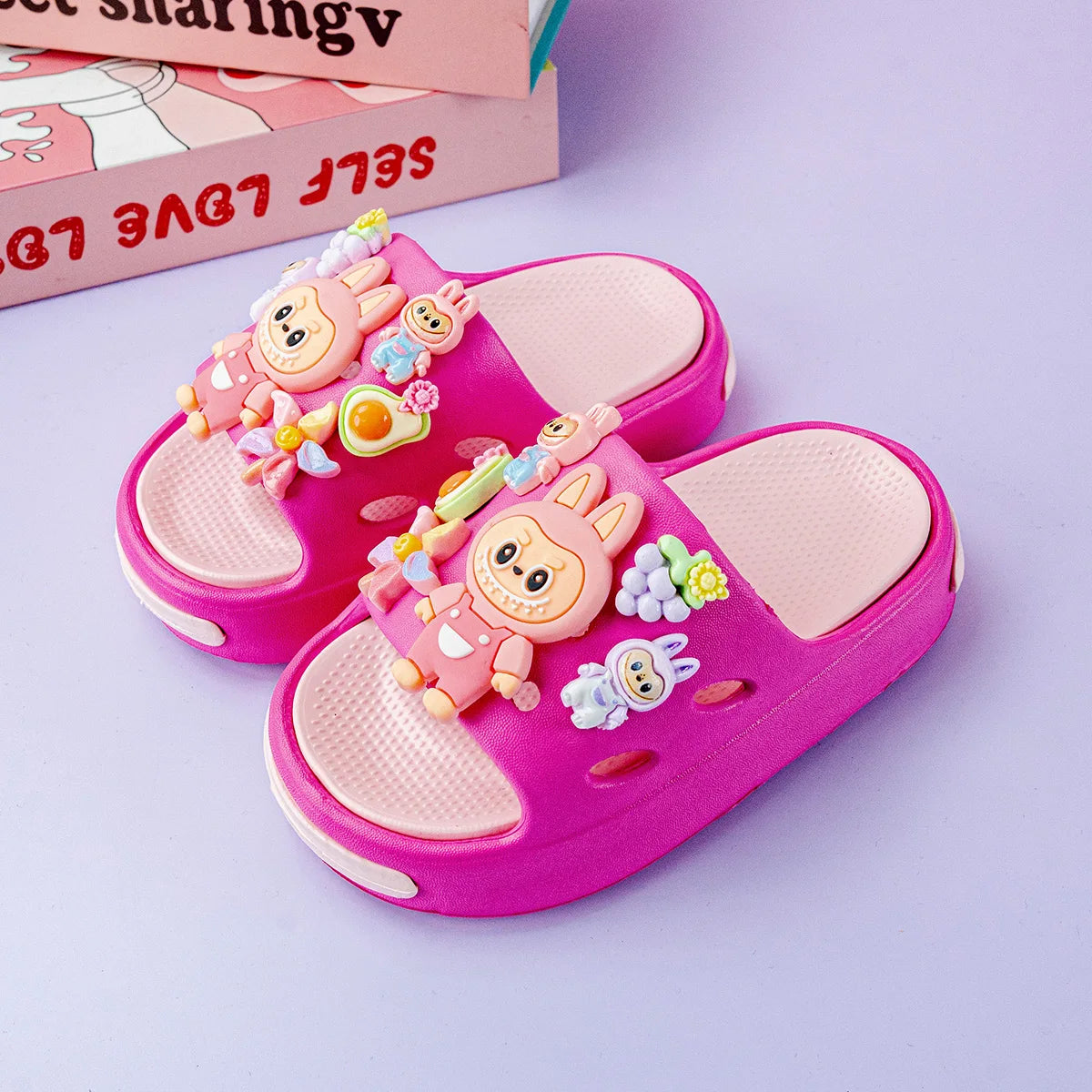 New Popular Cartoon Pink Versatile Eva Slippers for Boys and Girls, Fashionable Double Soft-Soled Non-Slip Sandals 831