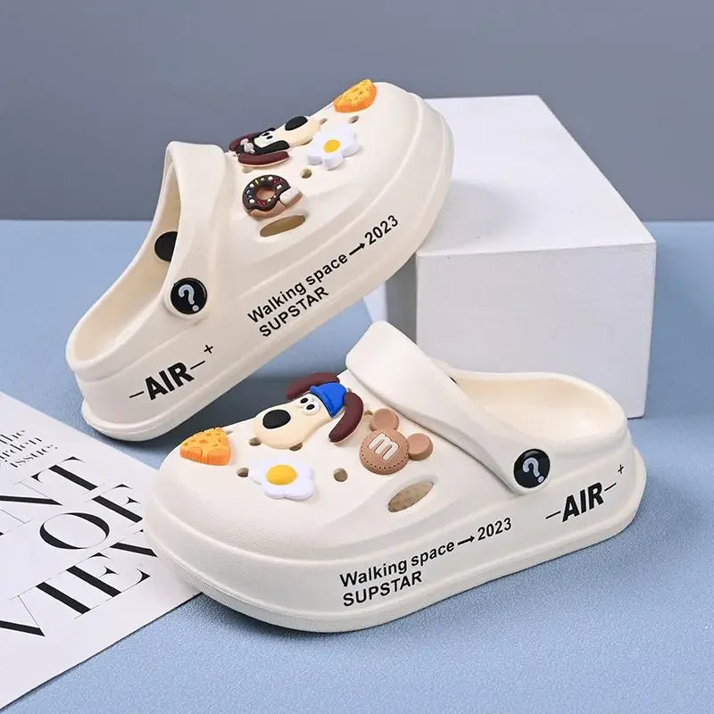 New 170/180/190/200mm Kid's Breathable Outdoor Casual Sandals Summer Non-slip Thick Sole Closed-Toe Cute Baby Toe Beach Slippers