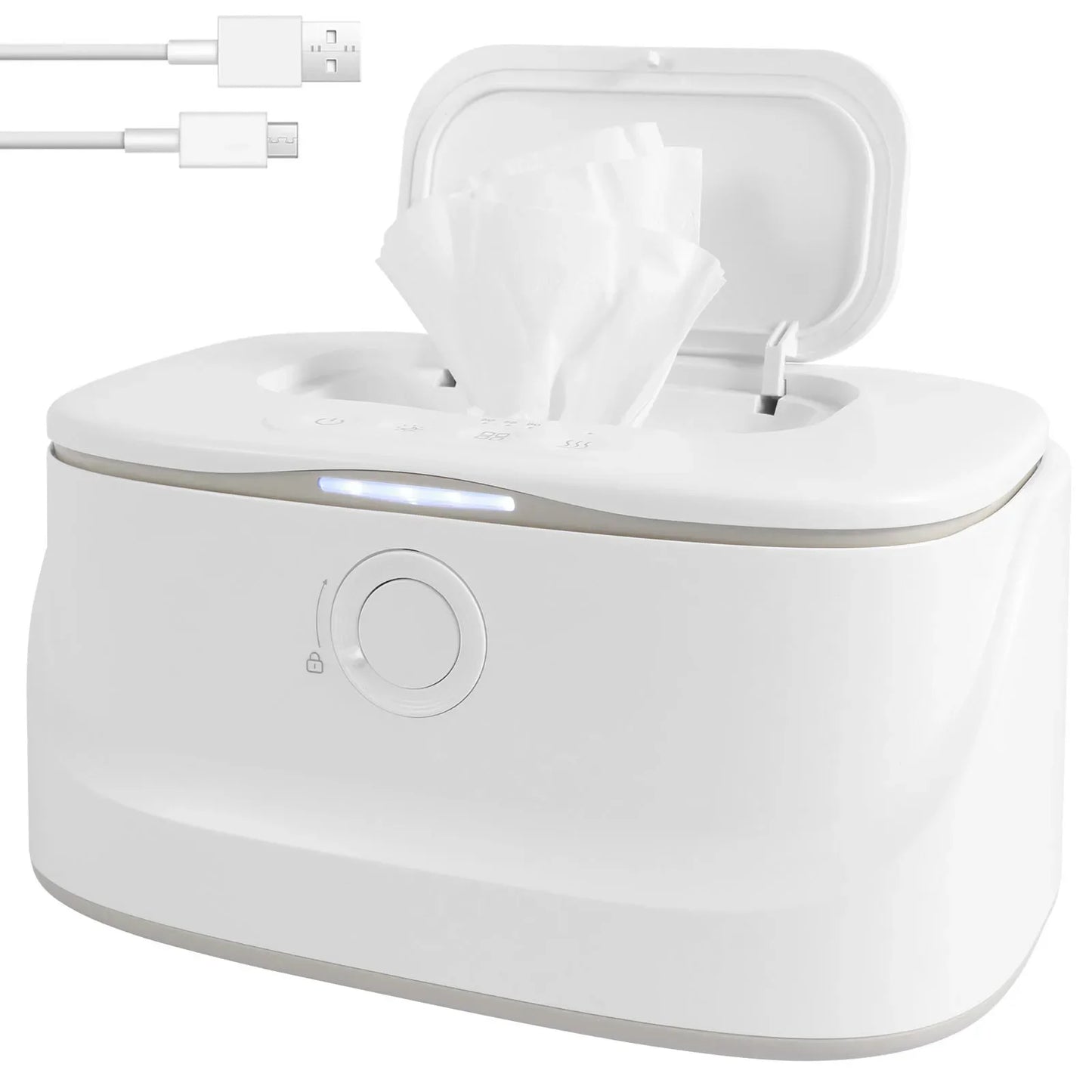 Baby Wet Wipe Heater Warmer 3 Adjustable Temperature Diaper Wipe Dispenser Portable USB Baby Diaper Napkin Heating Box Home/Car