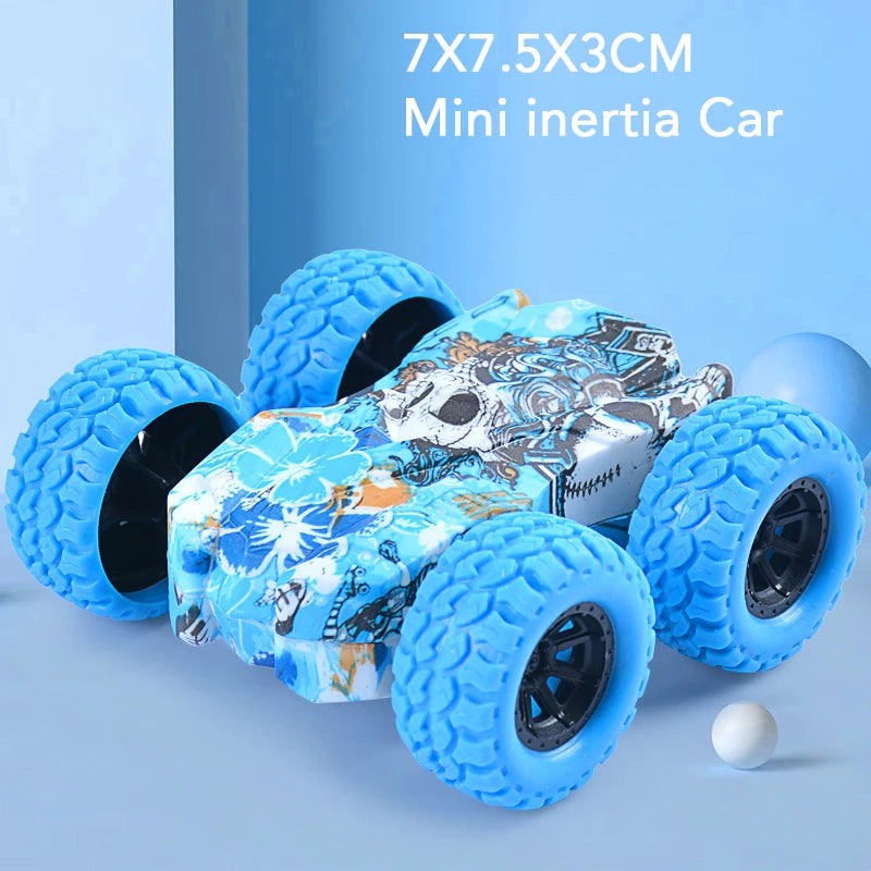 Double-Side Vehicle Inertia Car Collision Automatic Turnover Running Car Toy 360 degrees Rotating Graffiti Color Toys Car Gifts