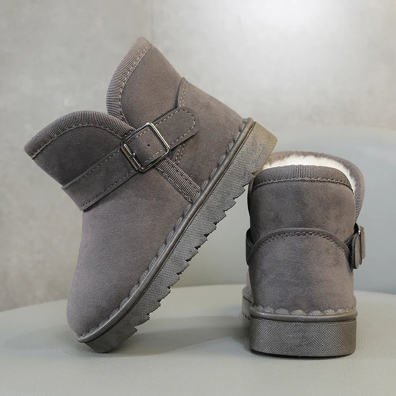 Unisex Kids Thermal Boots Classic Casual Buckle Non-slip Children Fashion Simple Non-slip Girls Boys Snow Boots Cotton Winter