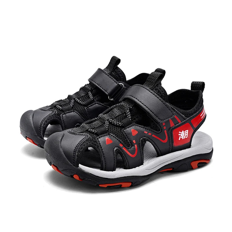 Summer Sport Sandals for Children's 5-16 Years Boys Breathable Anti-Slip Beach Shoes Outdoor Anti-Bump Closed Toe Sandails