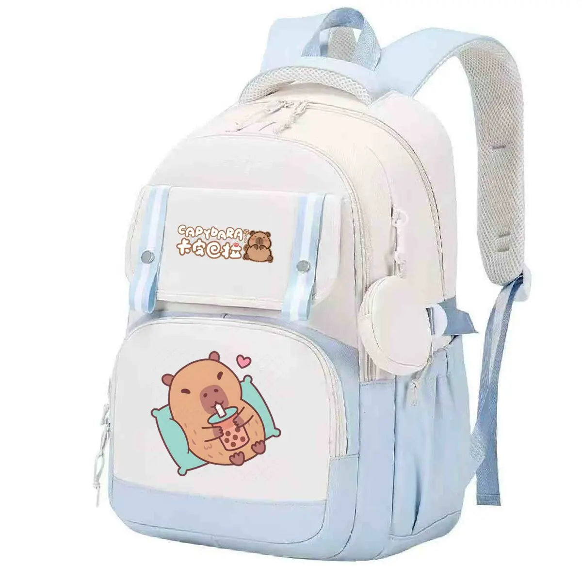 Capybara Print Backpack Girls Boys Cute Cartoon Outdoor Travel Bagpack Large Capacity Capybara Birthday Gifts Teeneger Schoolbag