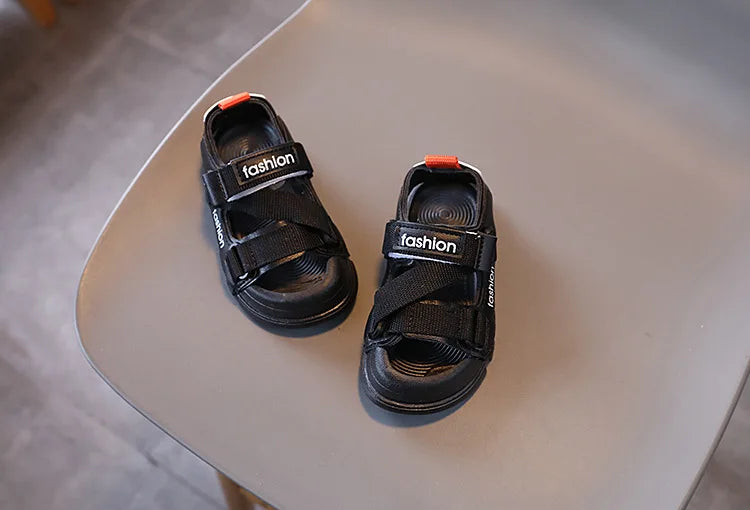 H04172 Summer Boys' Breathable Canvas Sandals – Outdoor Casual Shoes with Nylon Strap Detail for Toddlers and School-Age Children
