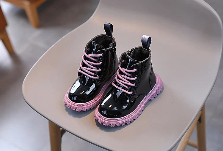 Boys Girls Single Boots Solid Color England Style Children Shoes Kids Small Short Boots Baby Non-slip Wear-resistant Footwear