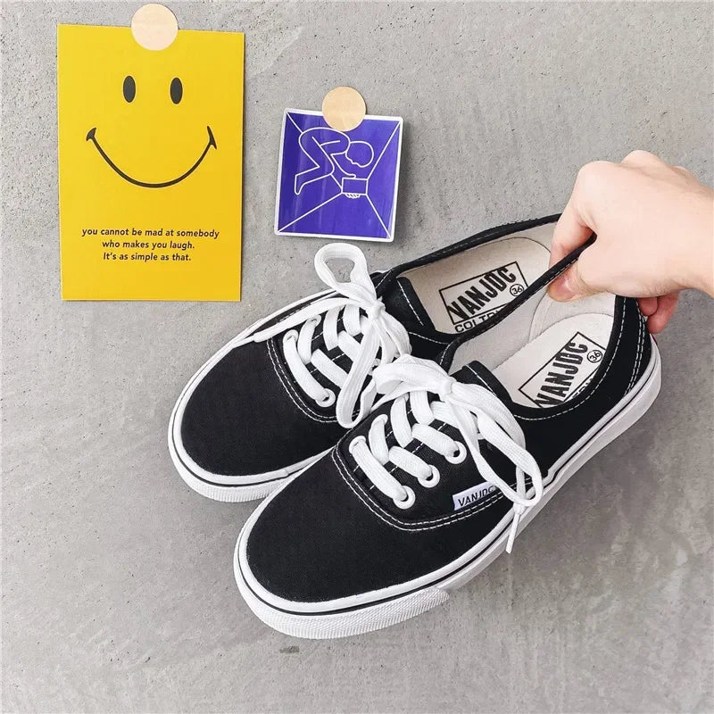 Children's Slip-On Canvas Shoes – Breathable, Solid Color Casual Footwear with Thick Soft Sole and Flat Bottom for Outdoor Wear