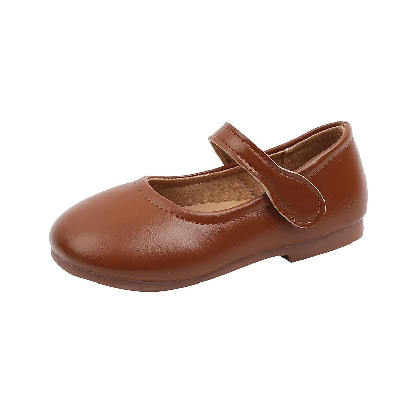 Girls Black Leather Shoes for Wedding Party Back To School Flats Kids Mary Janes Simple Classic Soft Anti-skid Kids Casual Shoes