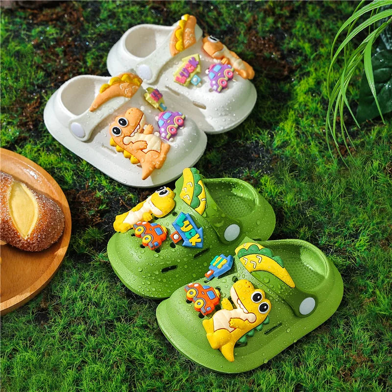 Kids' EVA Clogs with Cute Dinosaur Charms Soft Sole Slip-On Sandals For Children Comfortable Boys Girls' Outdoor Footwear