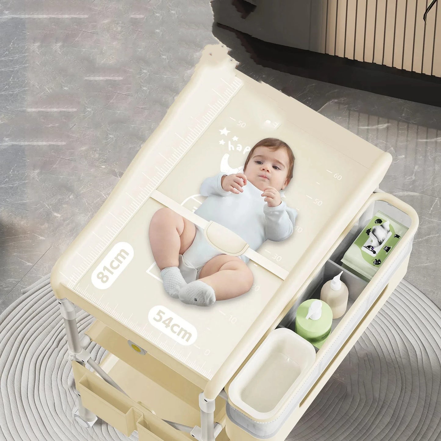 GoAnywhere Baby Changing Station - 4-in-1 Foldable Nursery Center with Bath & Massage Pad (Newborn to Toddler)