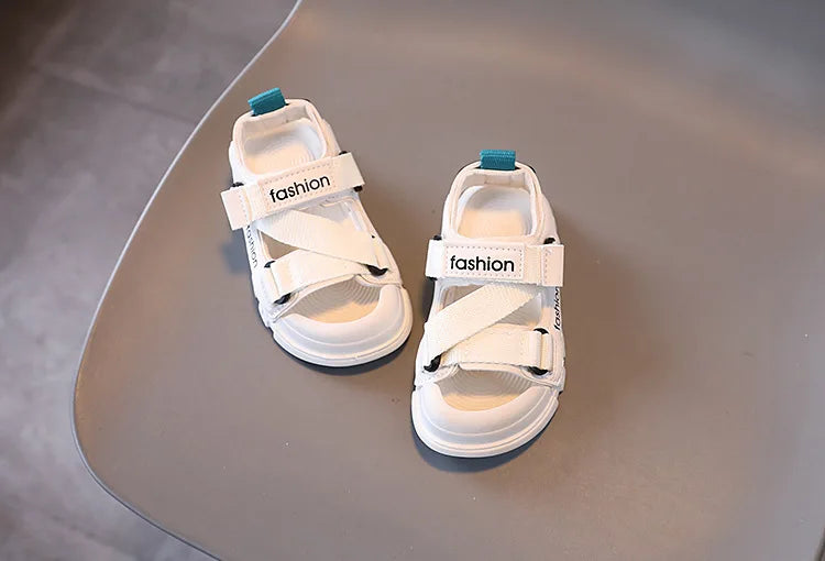 H04172 Summer Boys' Breathable Canvas Sandals – Outdoor Casual Shoes with Nylon Strap Detail for Toddlers and School-Age Children