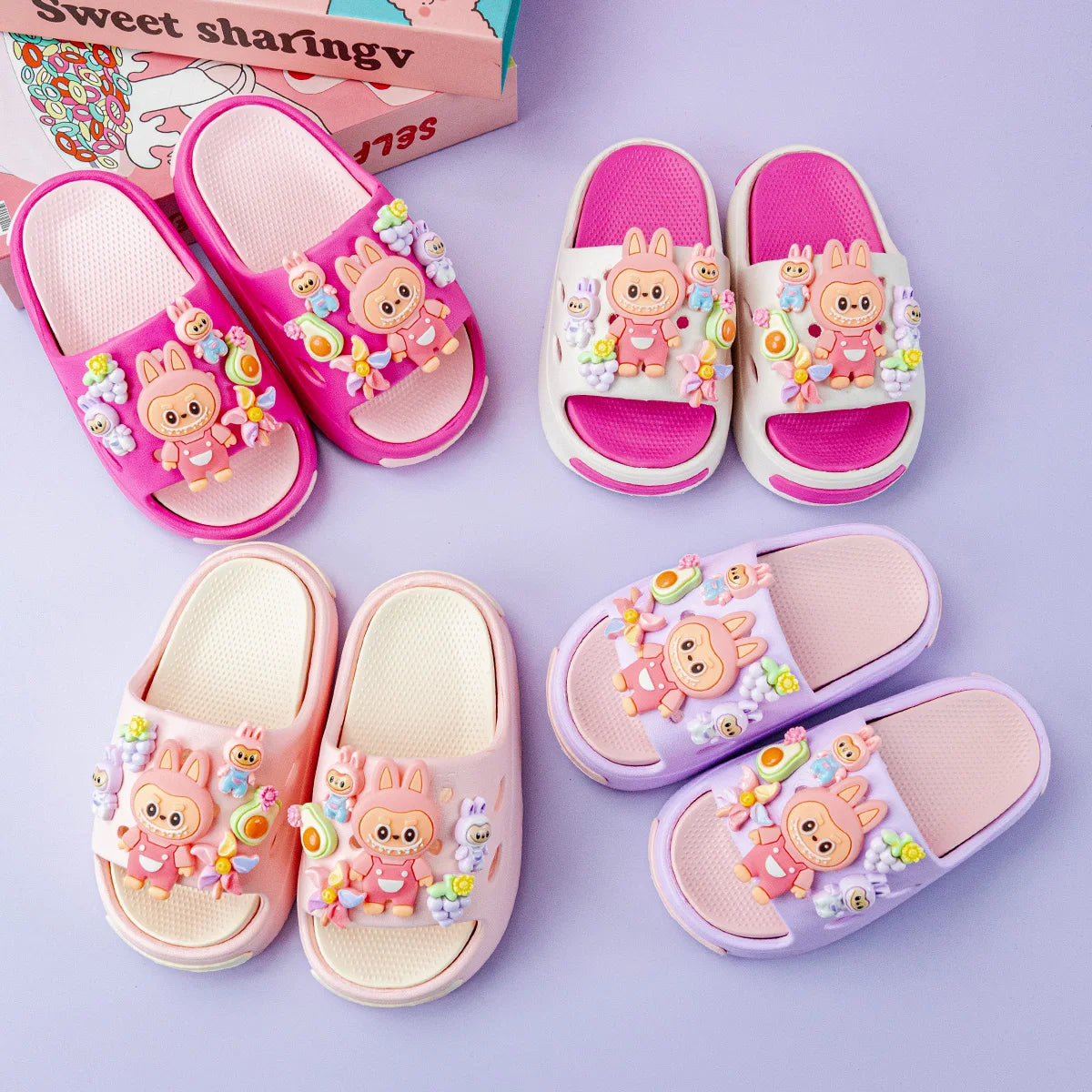 New Popular Cartoon Pink Versatile Eva Slippers for Boys and Girls, Fashionable Double Soft-Soled Non-Slip Sandals 831