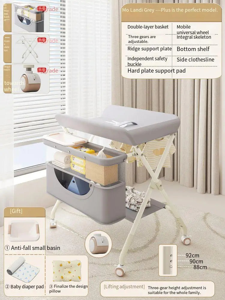 Diaper-Changing Table Baby Care Desk Multifunctional Foldable Massage Touch Newborn Baby Bath Bed Change Diaper-Changing Table