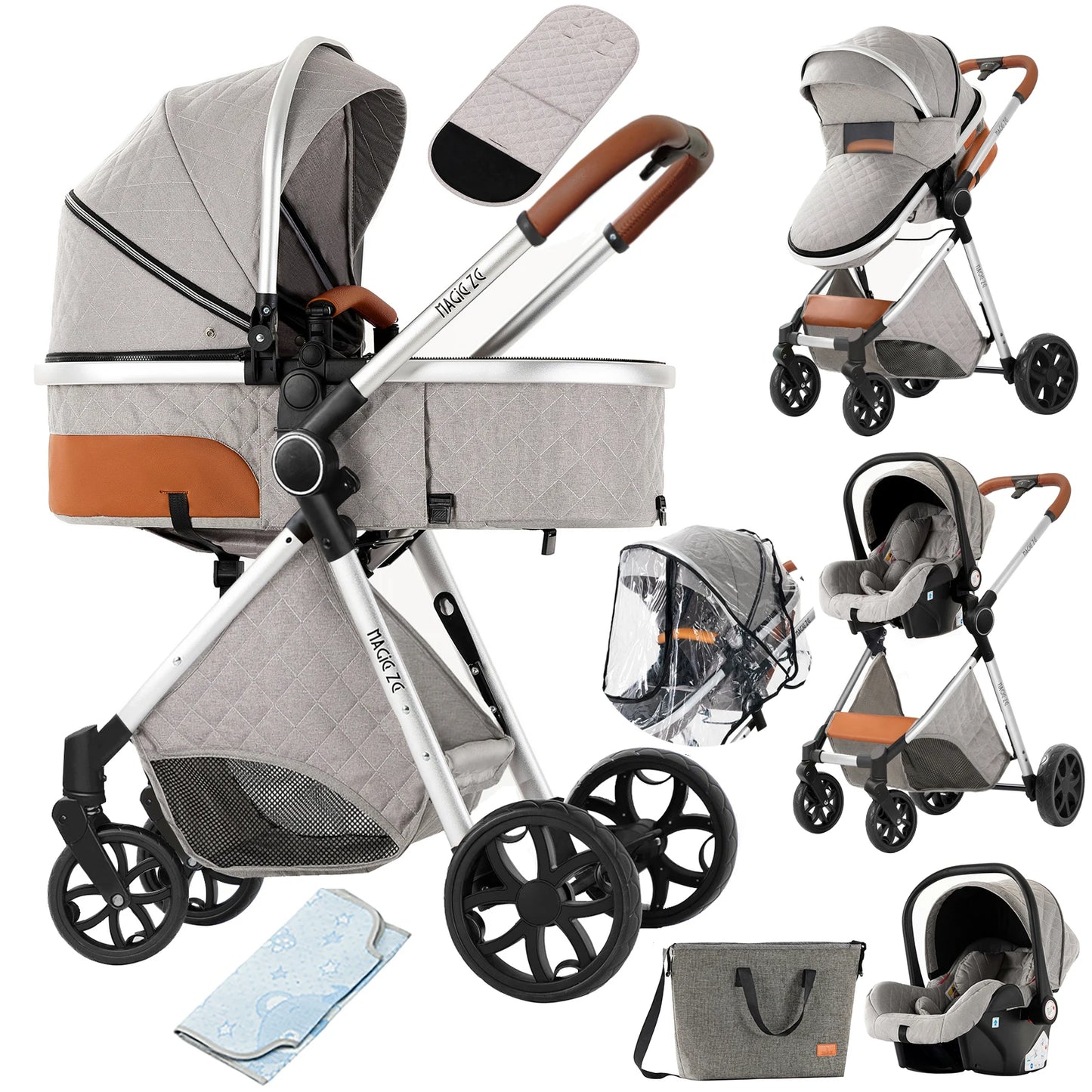3 in 1 Lightweight Baby Stroller for Newborns Travel Foldable Infant Stroller which can be used as Baby Carriage and Light Cart