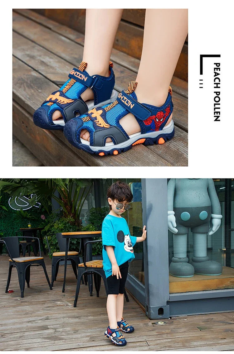 Summer Kids' Sports Sandals – Breathable Hollow-Out Design, Non-Slip Soft Soles for Boys and Girls in Black, Red, Gray, and Blue