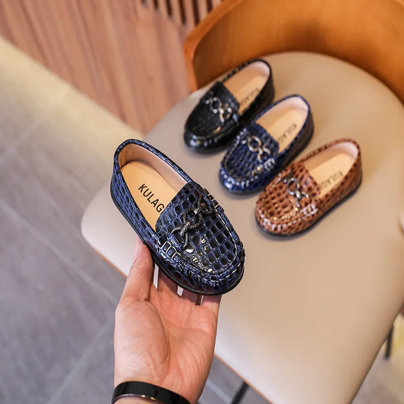 British Style Children 2025 Spring New Fashionable Soft Soled Bean Shoes for Boys Middle And Young Children Loafers