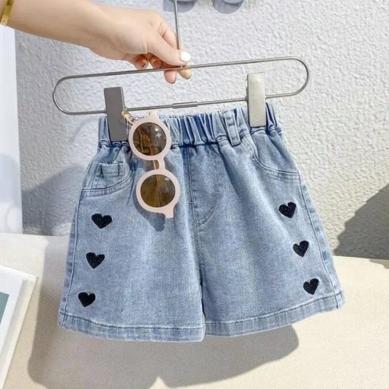 3-12Y Girls' Denim Shorts 2025 Summer New Stylish Pant Fashion Children's Loose Fit Baby Thin Cotton Versatile Blue Short Pants