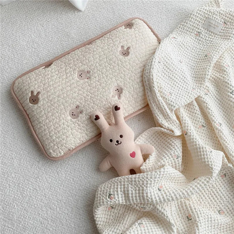 Ins Korean Bear Embroidery Baby Quilted Pillow Core Children Summer Mesh Cloth Pure Cotton Breathable Sweat-absorbing Pillow