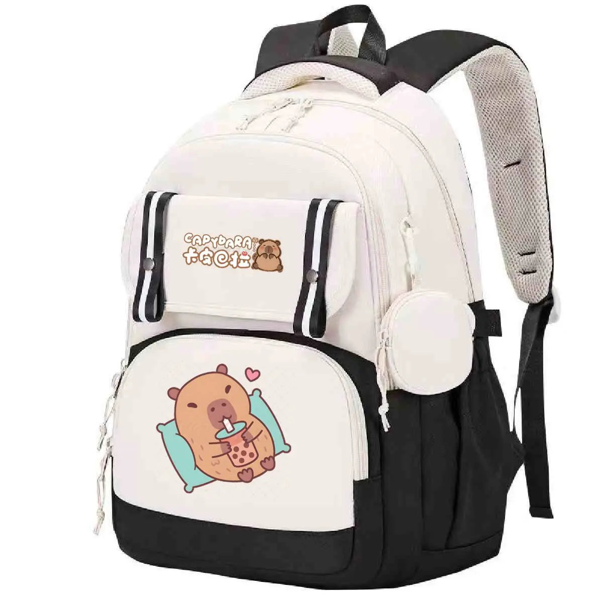 Capybara Print Backpack Girls Boys Cute Cartoon Outdoor Travel Bagpack Large Capacity Capybara Birthday Gifts Teeneger Schoolbag