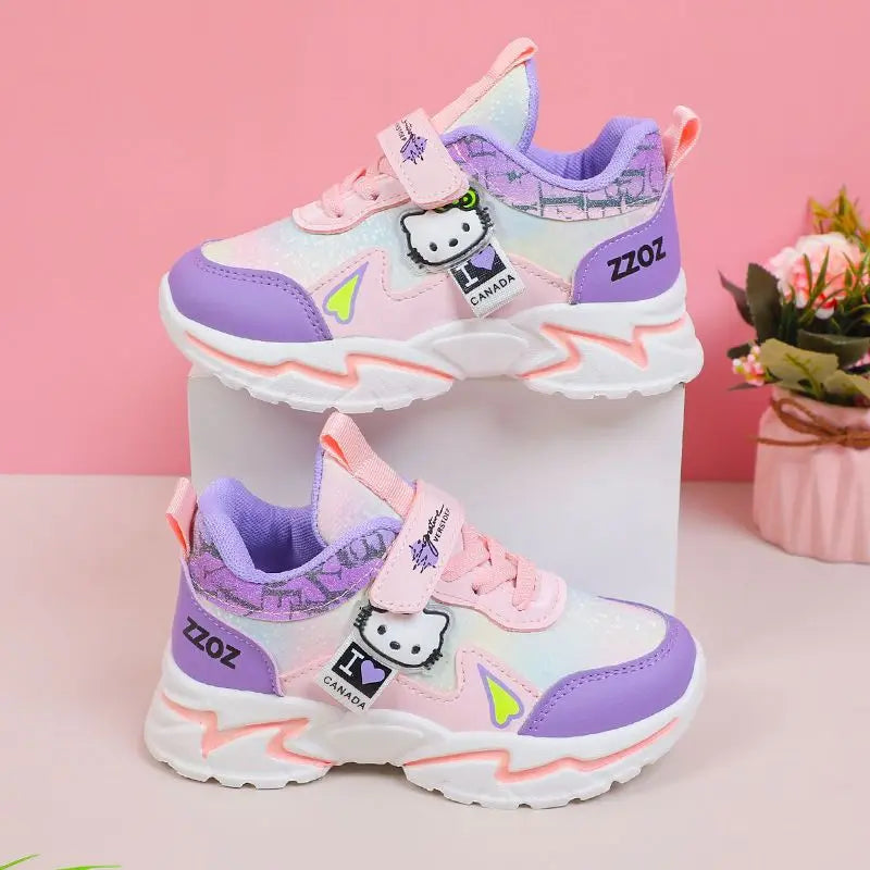 Hello Kitty Girls' sneakers cartoon anime casual shoes children's outdoor sports shoes  lightweight and soft soled for girls