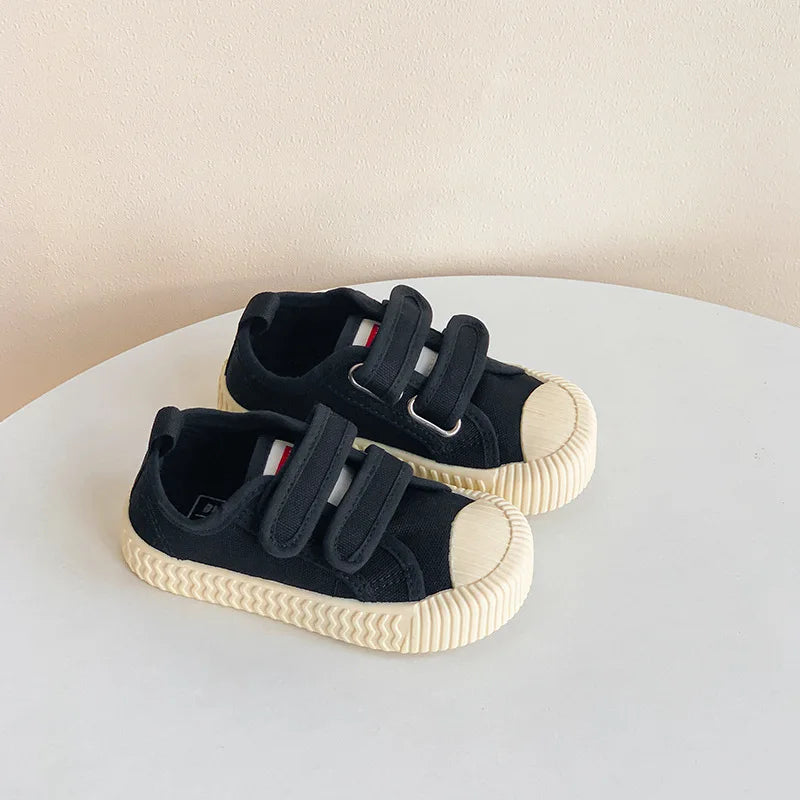 Children Canvas Shoes for Boys and Girls Spring Autumn Hook and Loop Shoes Soft Bottom Breathable Toddler Baby Biscuit Shoes