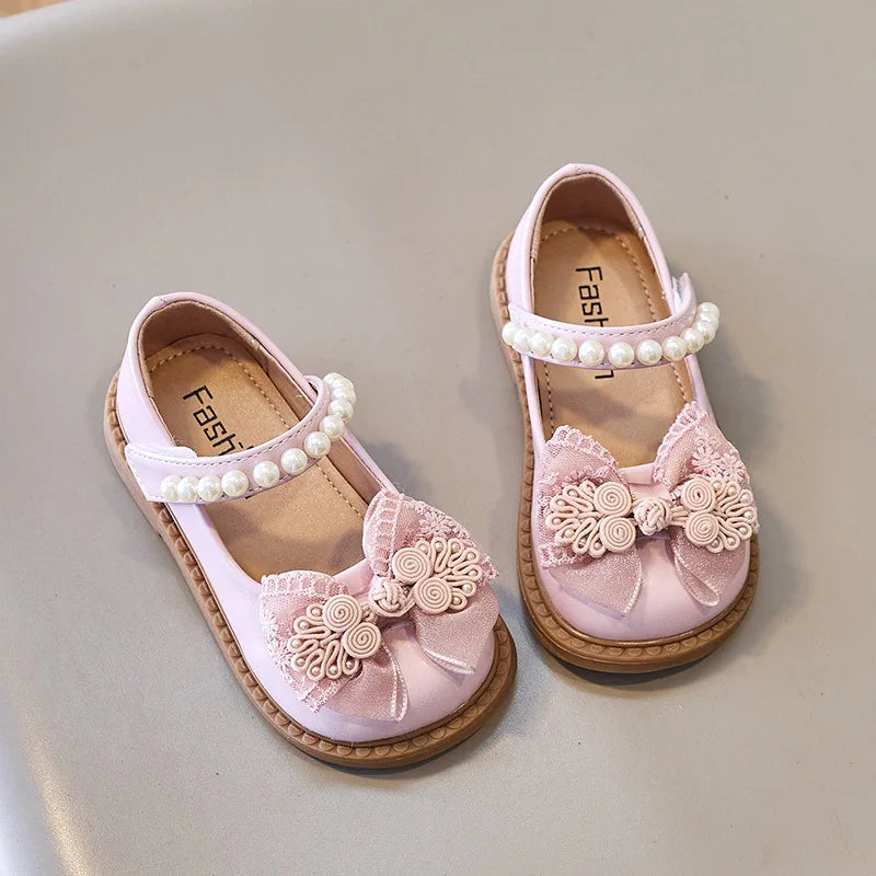 Children Shoes New Girls Leather Shoes Fashion Sweet Bow Princess Shoes Spring Wedding Performance J220