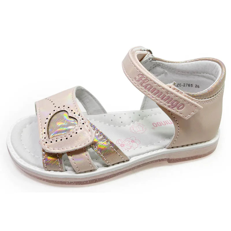 FLAMINGO Summer kinder sandalen Hook& Loop Flat Arched Design Chlid Casual Princess Shoes Size 26-31 For Girls 221S-Z6-2763