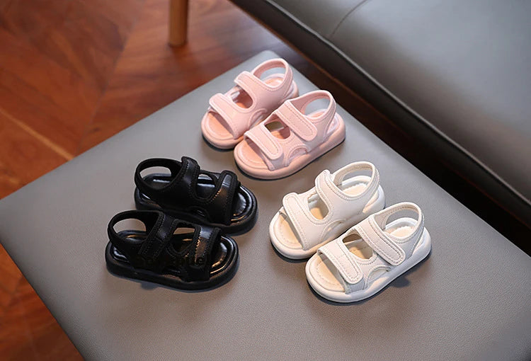Summer Boys' Fashion Sandals – Breathable White Slip-On Shoes for Toddlers and Kids (Sizes 21–30)
