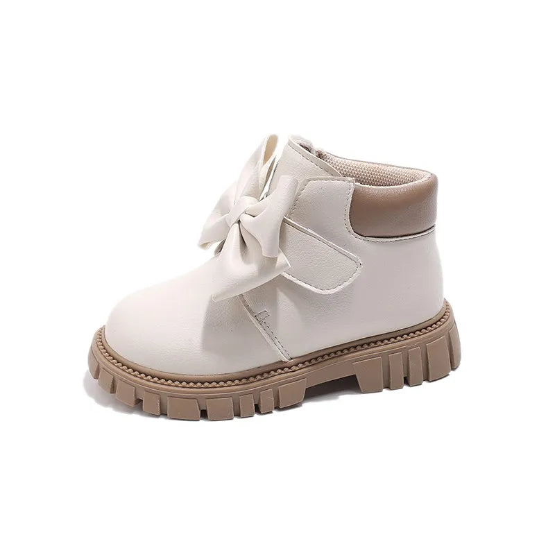 Girls Boots Bow Kids Fashion Buckle Cool Solid Color Toddler Girls Shoes Children Casual Boots Versatile Spring New Simple
