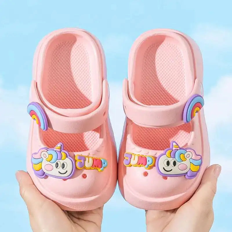 Unicorn Children's Summer Shoes Cartoon EVA Outdoor Slippers For Toddler Girls Soft Bottom Kids Beach Slippers