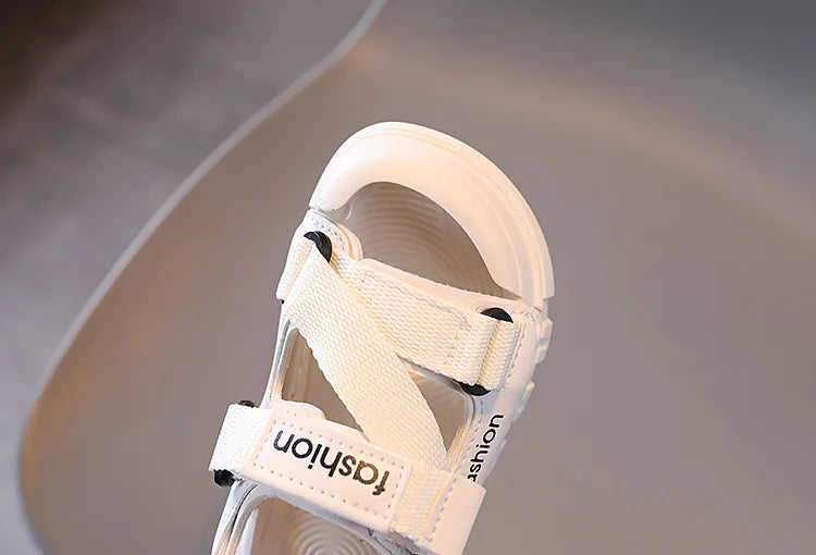 H04172 Summer Boys' Breathable Canvas Sandals – Outdoor Casual Shoes with Nylon Strap Detail for Toddlers and School-Age Children