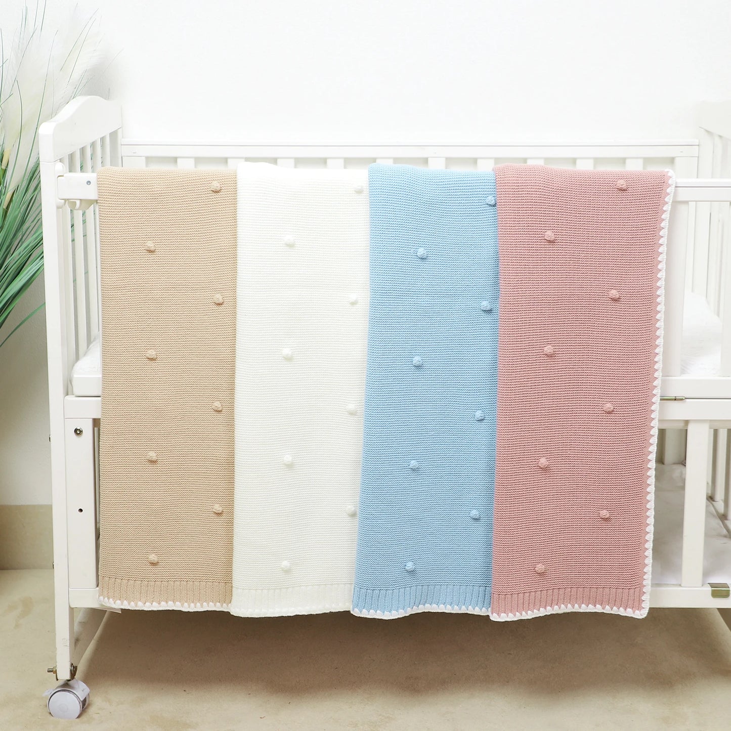 Infant Baby Blanket 90*70cm Sleepsack Fashion Solid Dot Newborn Boy Girl Bedding Quilt Knit Srtoller Swaddling Super Soft Plaids