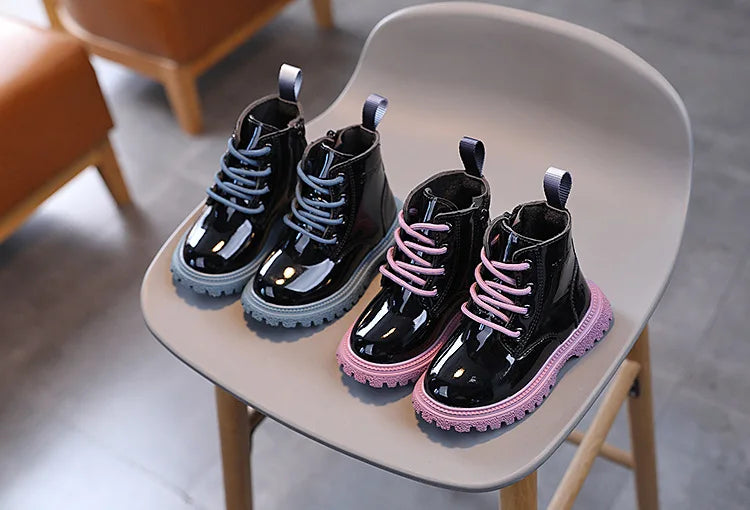 Boys Girls Single Boots Solid Color England Style Children Shoes Kids Small Short Boots Baby Non-slip Wear-resistant Footwear