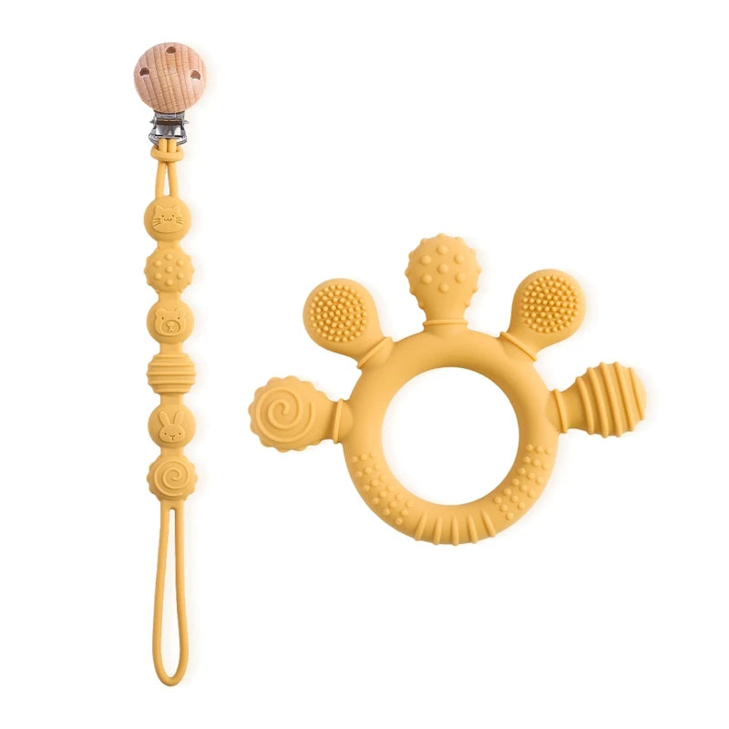Finger Teether Silicone Pacifier Chain Baby Teether No BPA Teething Ring Gum Baby Care Equipment Silicone Baby Care Utensils