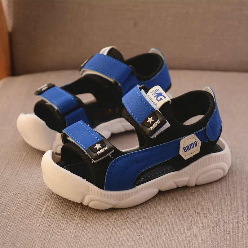 Princepard 2022 Summer Boys' Sandals – Soft Sole Beach Shoes with Anti-Kick Baotou Design for Infants and Toddlers