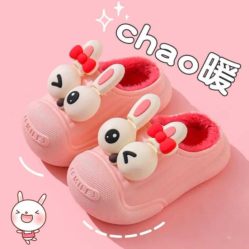 Children Shoes Winter Baby Cartoon Warm Cotton Plush Slippers Antiskid Slippers House Kids Lovely Waterproof Sandalias De Mujer